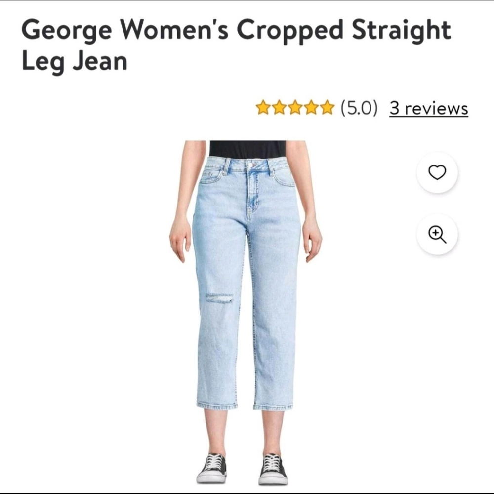 Brand New George Women's Cropped Straight Leg Jeans - Light Blue